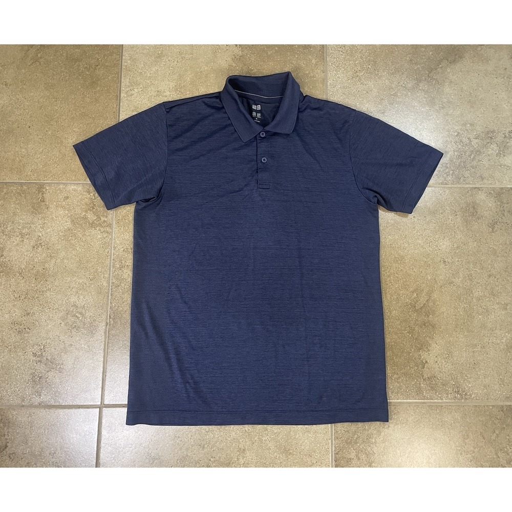Uniqlo Dry-EX Performamce Polo Shirt Mens Sz M Odor Control Navy Blue Golf